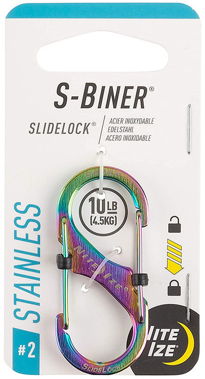 Карабин алюминиевый с фиксатором Nite Ize S-Biner SlideLock LSB2-07-R3, размер 2 (радужный) - фото